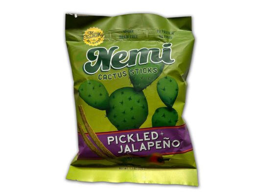 Bag of Nemi Pickled Jalapeno sticks with white background