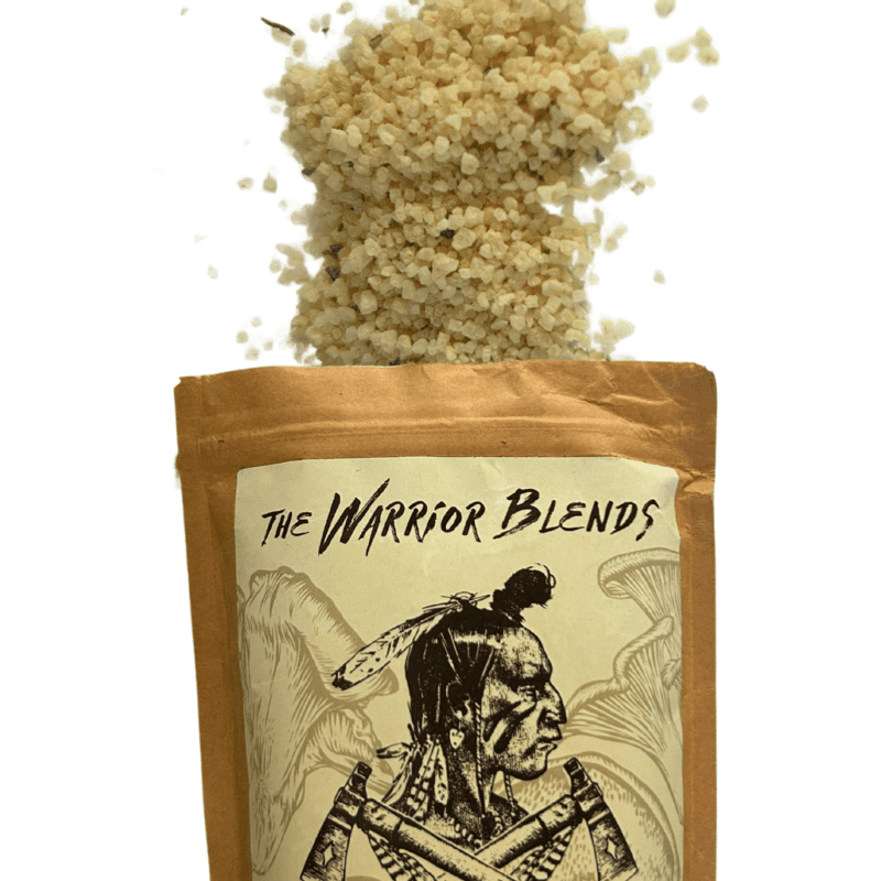 Bag of The Warrior Blends Wild Mushroom Salt with salt sprinkling out of the top of the bag